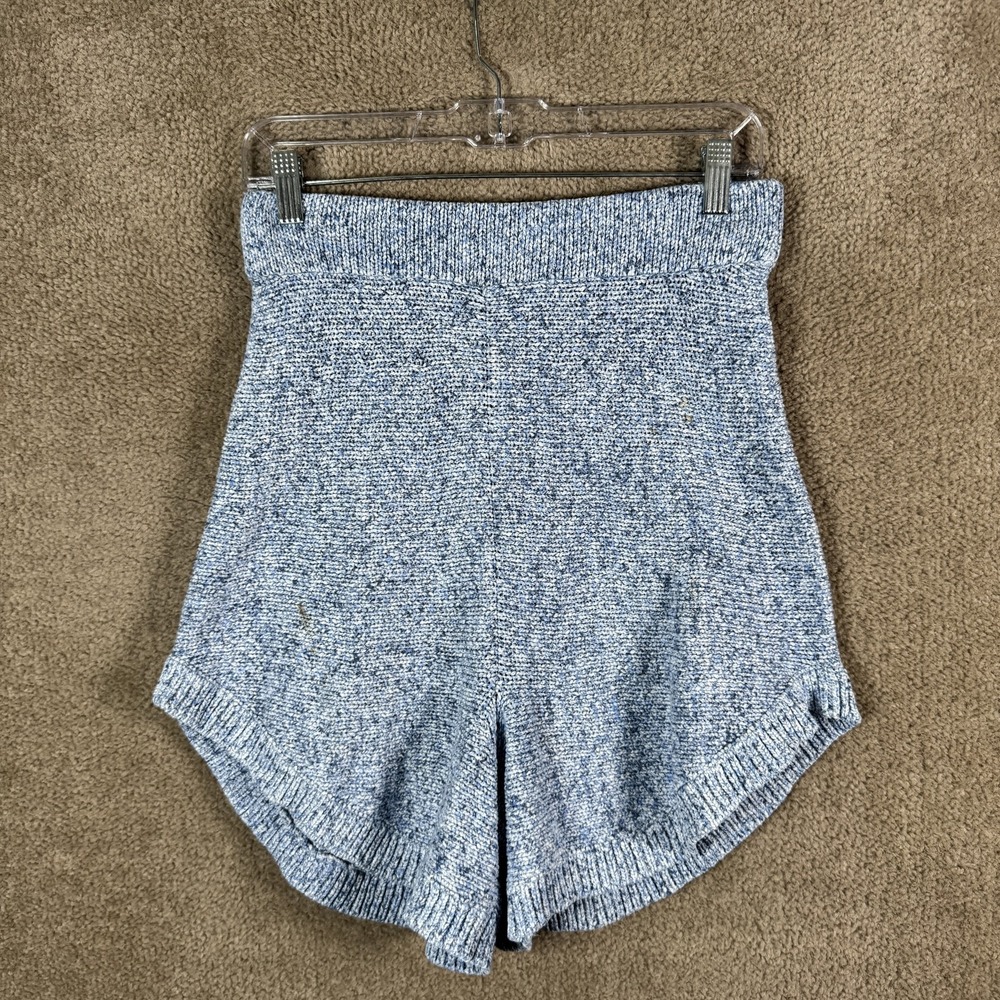 Free People Beach Shorts Womens Small Blue Knit High Rise Elastic Waist Lounge